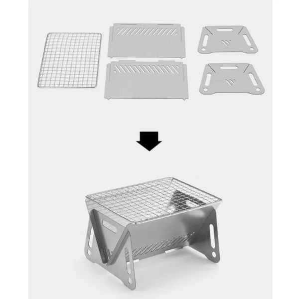 Outdoor Folding Barbecue Stove Detachable Stainless Steel Firewood Camping Portable Assembly Charcoal Rack