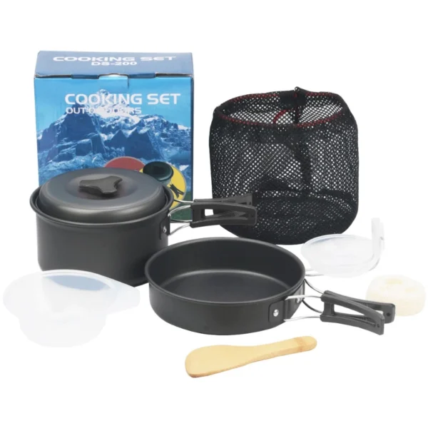Outdoor Camping Hiking Cookware Backpacking Cooking Picnic Pot Pan Set Foldable